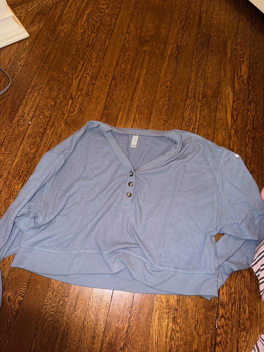 ALO Yoga Light Blue Henley Pullover Top